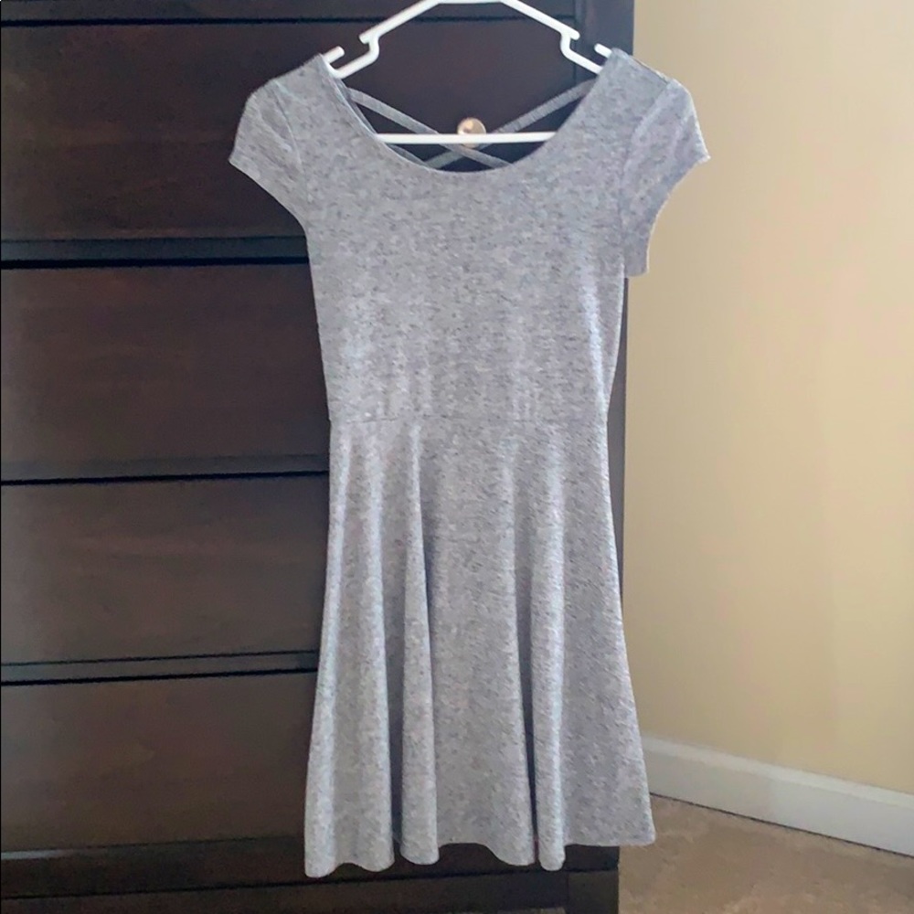 Heather gray cap sleeve t-shirt dress.